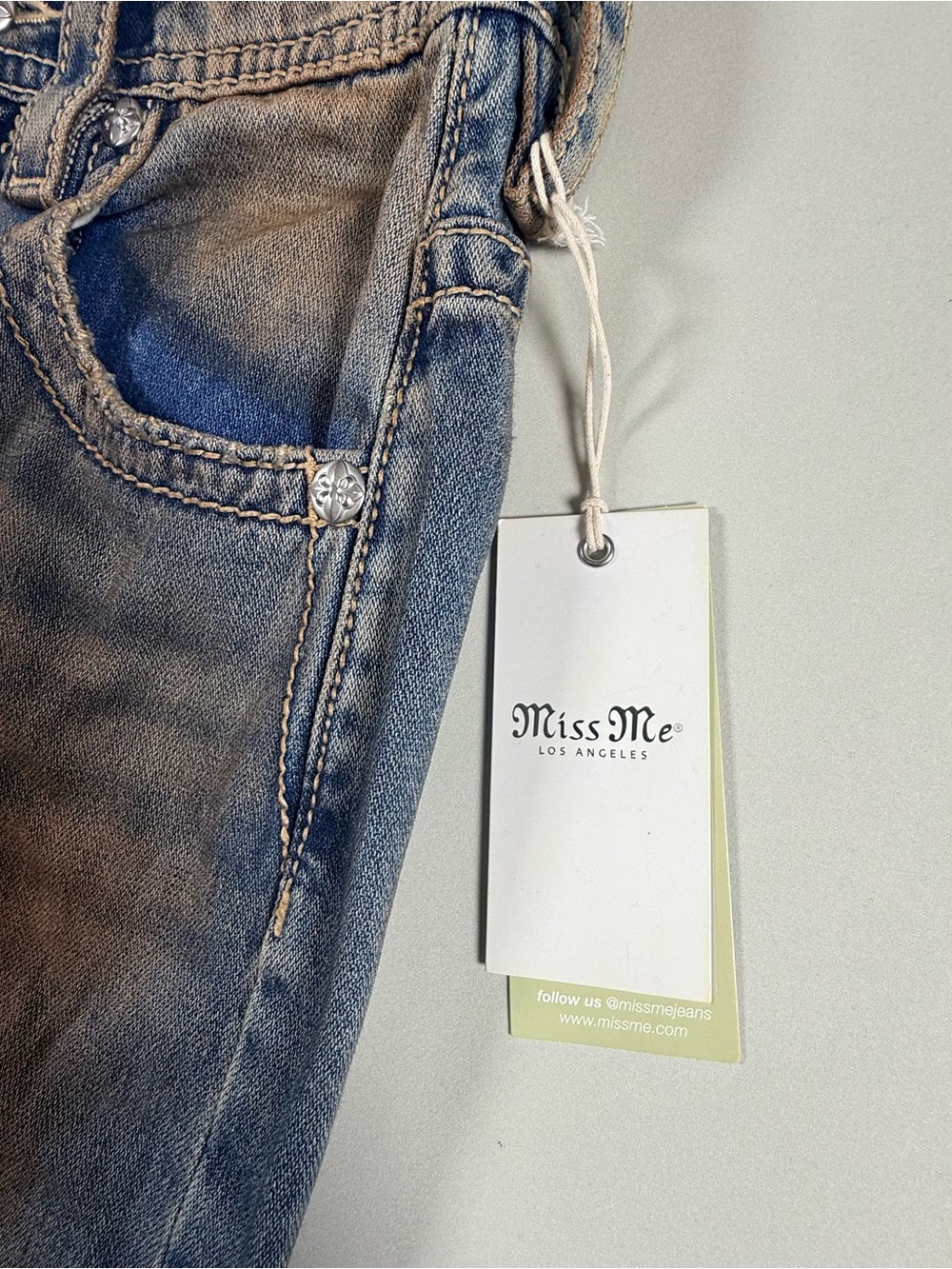 NWT Miss Me Super Baggy Wide Leg Jeans 24x30 Embellished Western Grunge Y2K - Picture 9 of 15
